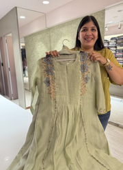 Pure Mul Chanderi Kurta Pant Dupatta Set | Indian Occasion Wear Online Australia 2