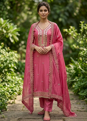 Pink Silk Salwar Suit with Mirror Work 2