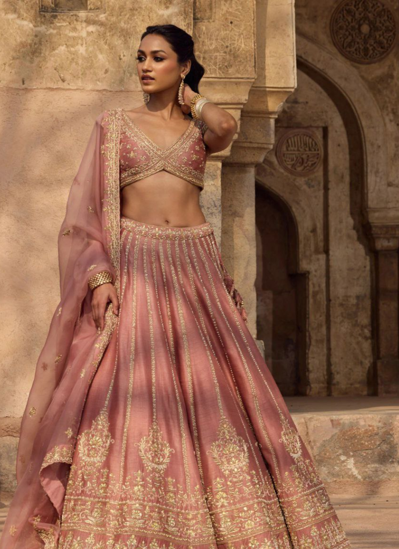 Fancy Fabric Lehenga Choli with Zari & Sequins Embroidery + Net Dupatta