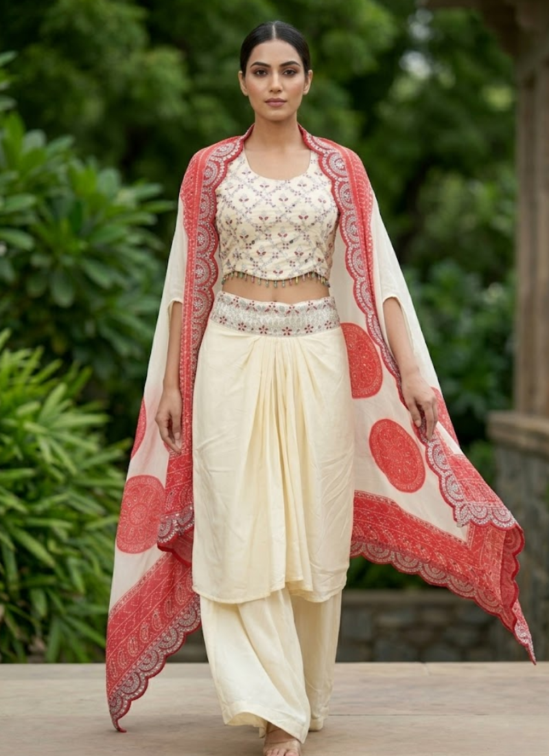 Indowestern Dhoti Set with Mirror Work Elegance