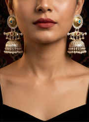 Baby pink silver Polished Panchi Fusion Earrings 2