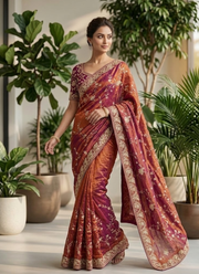 Space Silk Saree with Sequin & Zari Embroidery & Matching Blouse 9