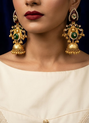 Red Green Golden Kashmiri Earrings 3