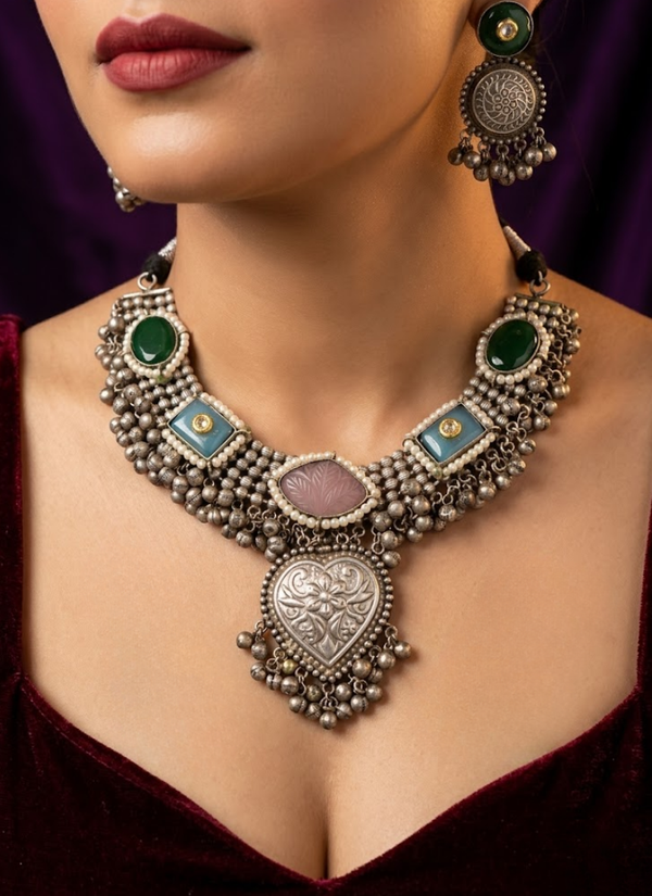 Lavana Silver Necklace Set, best Indian jewelry online store in Perth