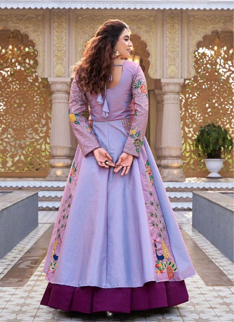 Satin Silk Blouse with Vichitra Lehenga Set