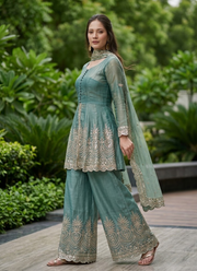 Fandy Silk Kurta Palazzo Set with Mirror Work 8