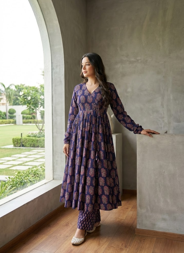 Anarkali Suit in Heavy Rayon with Digital Print Work + Bottom