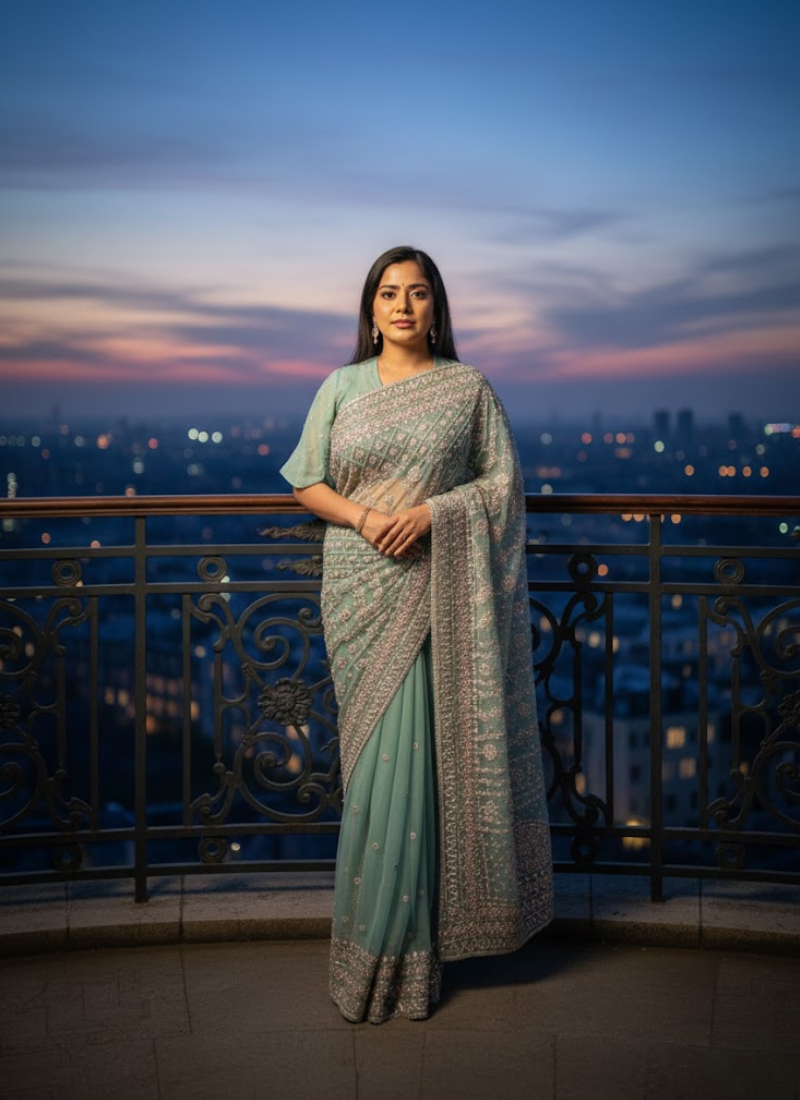 Handmade Gotapatti Saree – Stitched Blouse & Petticoat