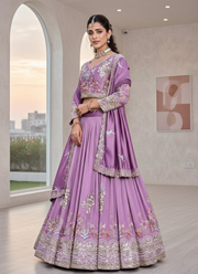 Pure Vichitra Embroidered Lehenga Choli Set 6