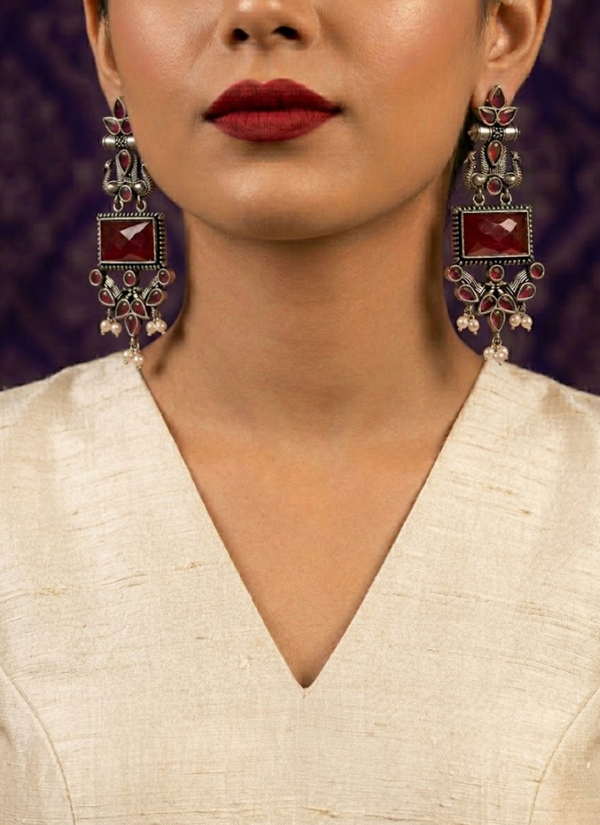 Rubyred German Silver Earrings, Indian party wear jewelry Perth