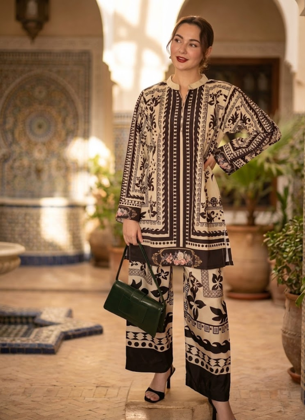 Pure Natural Crepe Top & Plazzo Set with Digital Print