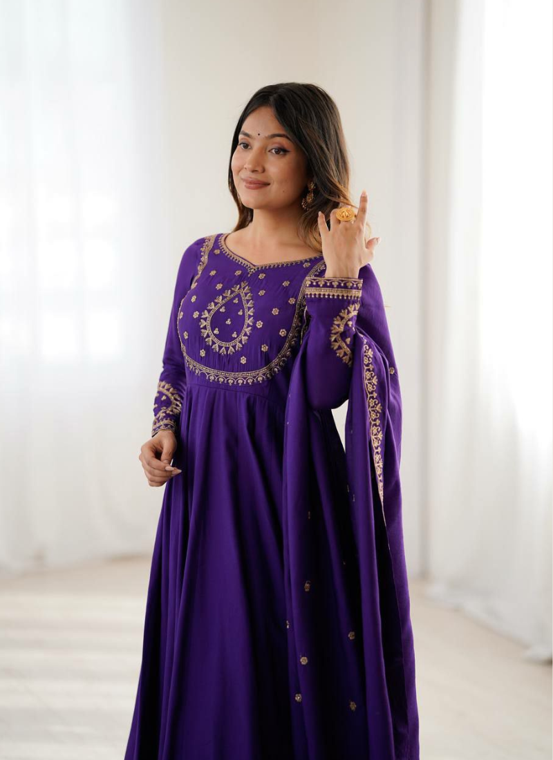 Royal Chanderi Silk Anarkali with Dupatta