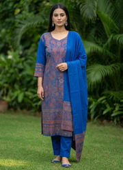 Royal Blue Pashmina Suit – Kani & Handmade Frame Work 3