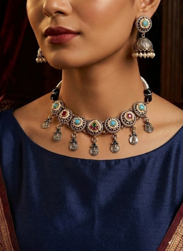 Minakshi Dual Tone Necklace Set