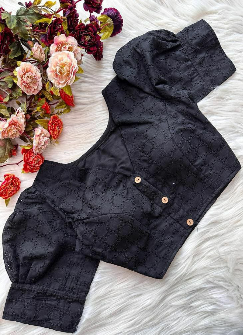 Pure Cotton Hakoba Puff Sleeve Blouse with Football Design