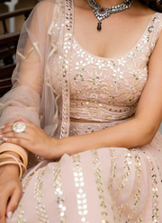 Faux Georgette Bridesmaid Lehenga Choli with Zari & Sequins Embroidery + Net Dupatta 4
