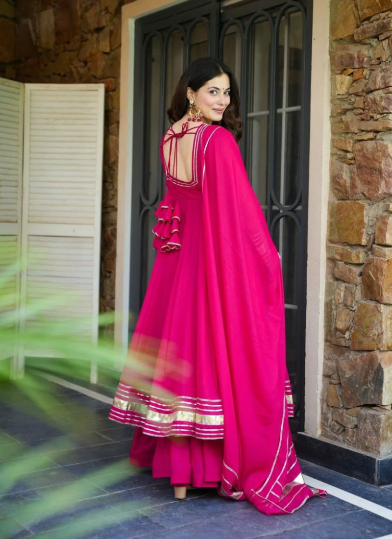 Georgette Silk Anarkali Salwar Kameez with Gotta Patti Work