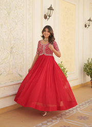 Faux Blooming Anarkali Dress with Zari Sequins Embroidery (Sizes M–XXL) 6