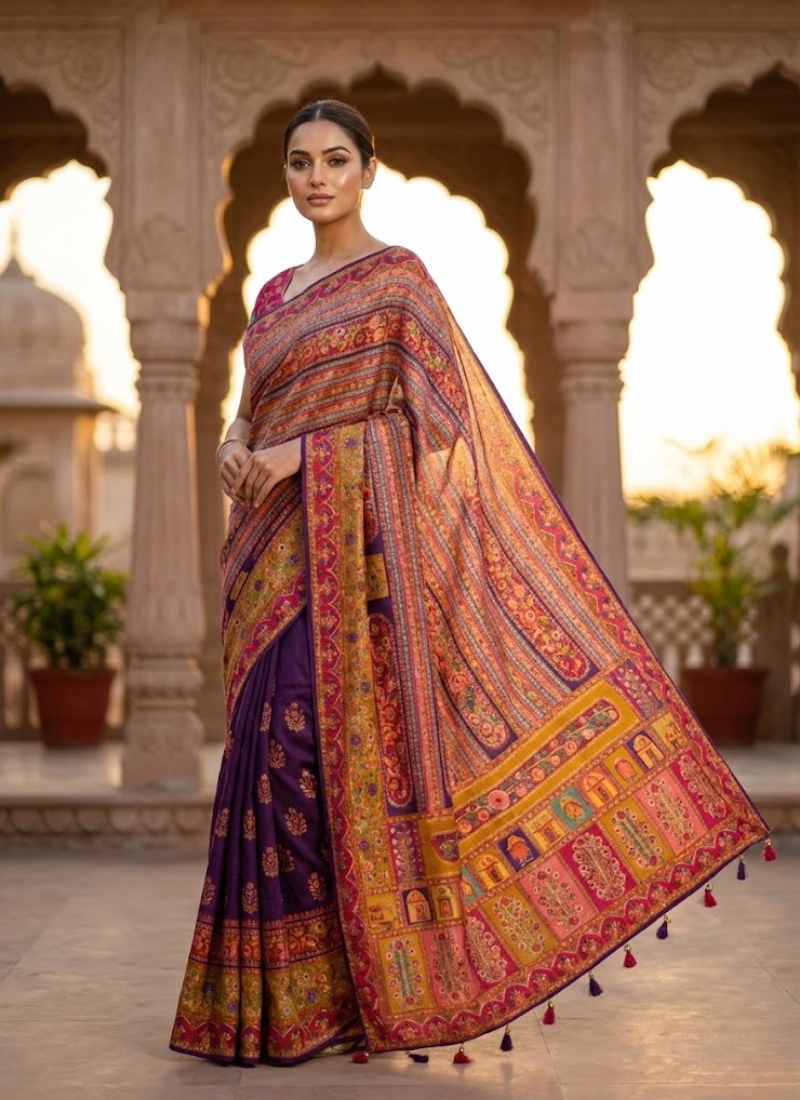 Pure Kani Silk Saree with Silk Mark Certified