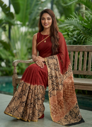 Vegetable Chiffon Saree – Floral Print with Blouse Piece 2