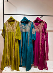 Mul Chanderi Kurta Set – Heavy Work with Pant & Dupatta 3