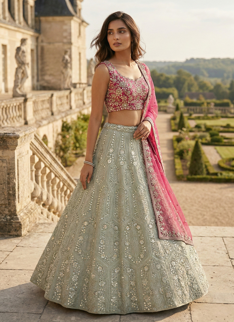 Faux Georgette Lehenga Choli with Net Dupatta
