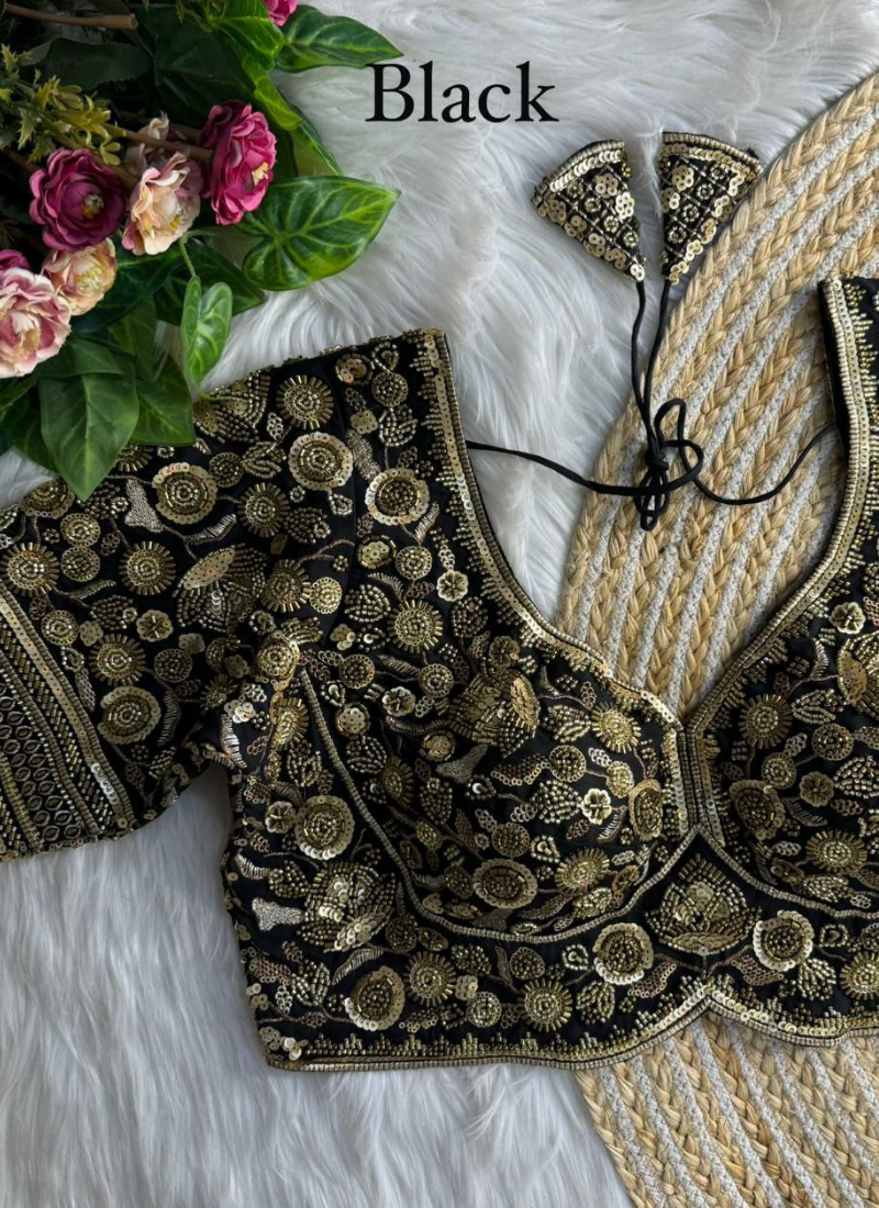 Heavy Jari & Beads Work Pure Roman Silk Blouse