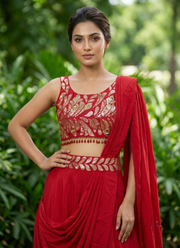 Designer Crape Silk Lehenga Saree – Embroidery Sequence Work 3
