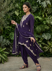 Dark Purple Dhoti Style Salwar Suit 2