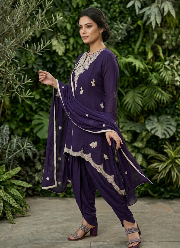 Dark Purple Dhoti Style Salwar Suit