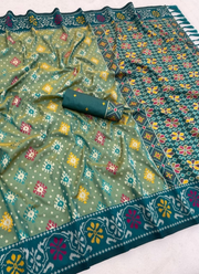 Karishma Patola Silk Saree – Premium Soft Silk with Zari Weaving & Meena Kari Border 4