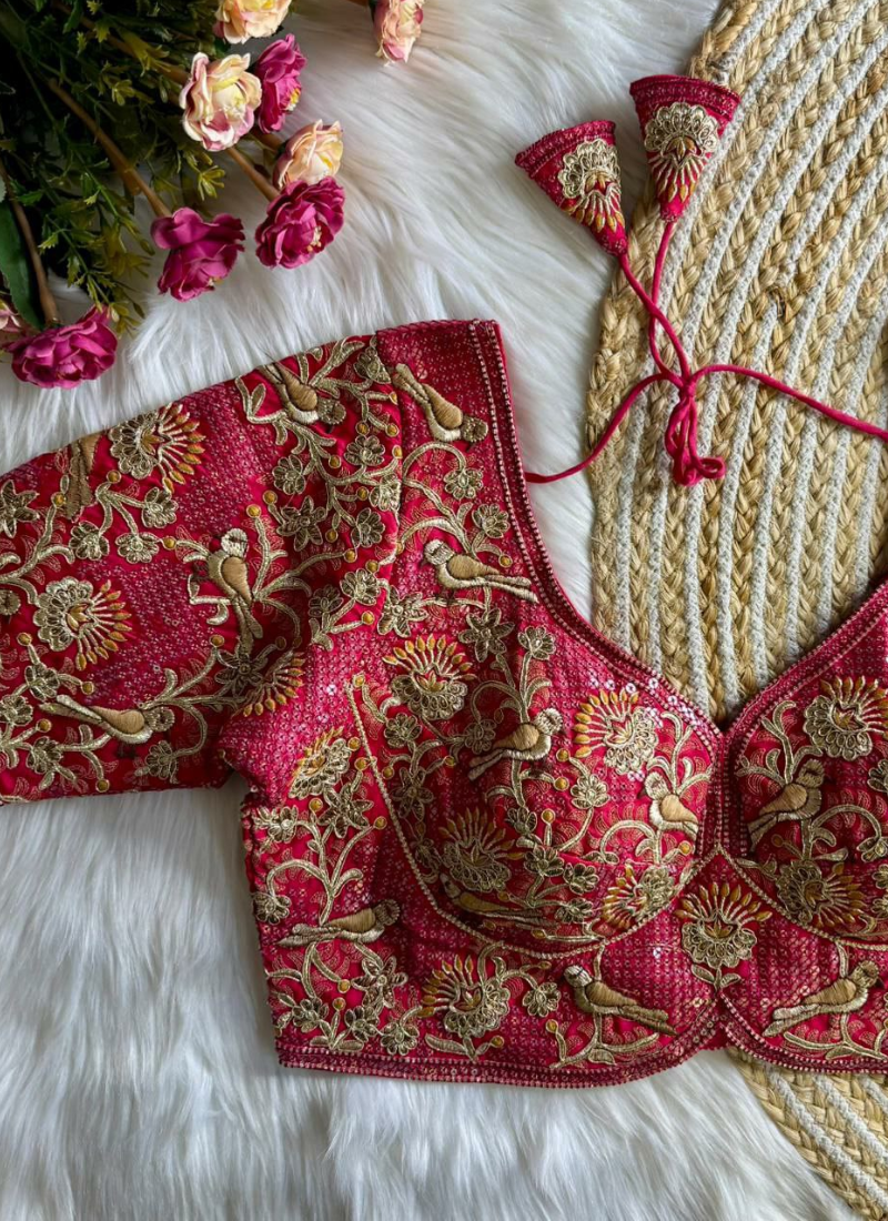 Roman Silk Women’s Blouse with Jari, Sequins & Codding Thread Work