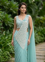 Georgette Saree – Embroidery Sequence Work, Ready to Wear 2