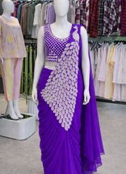Georgette Saree – Embroidery Sequence Work, Ready to Wear 2