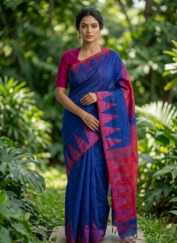 Temple Handloom Cotton Silk Saree with Blouse