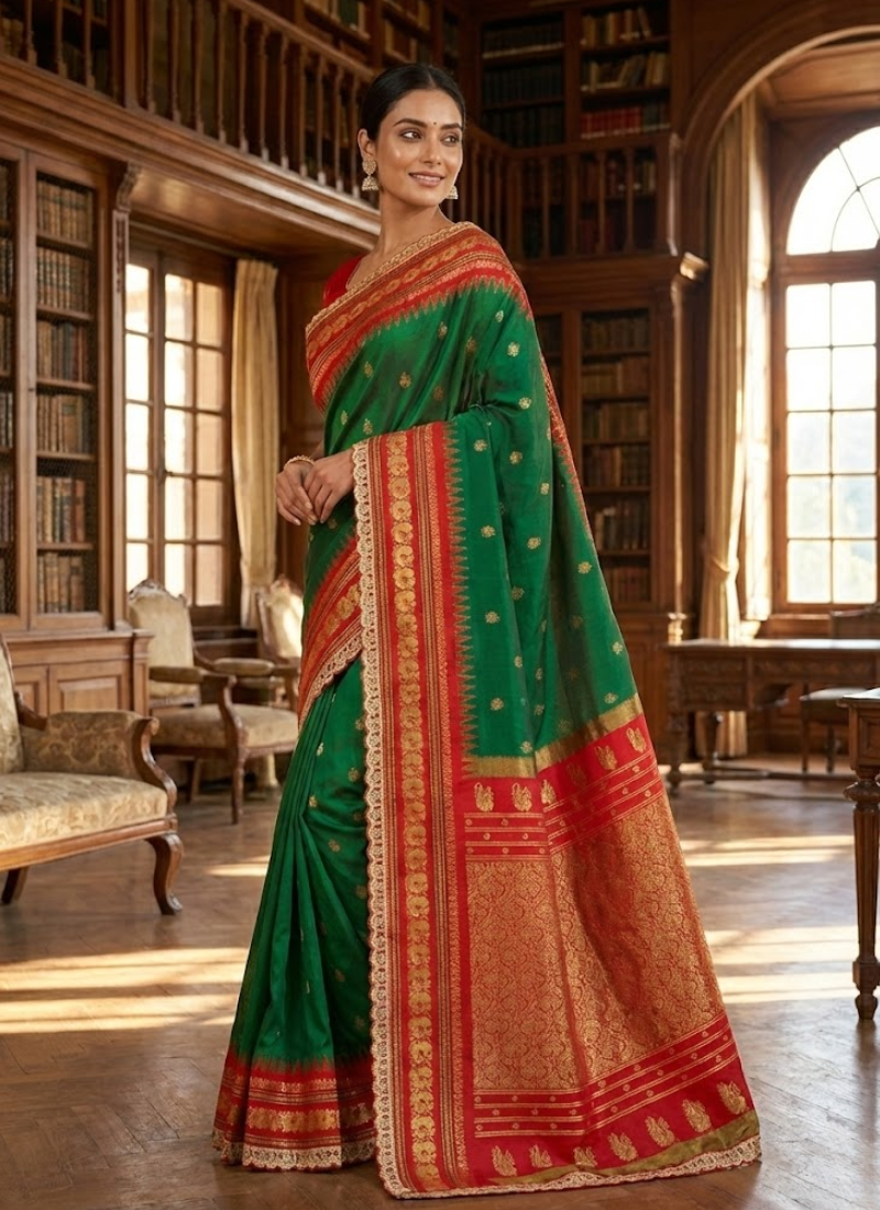 Banaras Silk Saree with Shovosachi Border