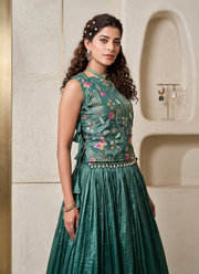 Gold Crush Lehenga Choli with Embroidered Shrug 4