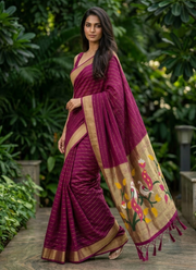 Cotton Paithani Saree – Zari Buttis & Pallu with Blouse 3