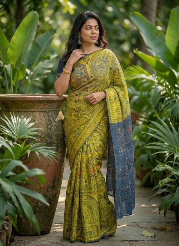 Madhubani Print Saree with Blouse
