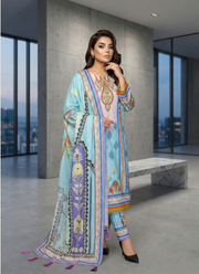 Sky Blue Chinon Silk Salwar Suit with Pearl Work 3
