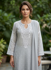 Mul Chanderi Chikankari Suit Set 17