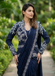 Heavy Chinon Saree – Embroidery Sequence Work, Ready to Wear 3