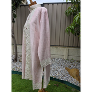 Light Pink Winter Kashmiri Long Coat for Women – Silk with Embroidery 9