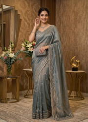 Pure Fandy Satin Silk Saree | Indian Festive Saree Online Australia 1