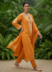 Mul Chanderi Chikankari Suit Set 44