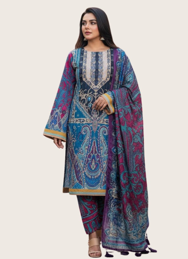 Elegant Chinon Silk Salwar Kameez with Embroidery & Dupatta – Festive Indian Dress