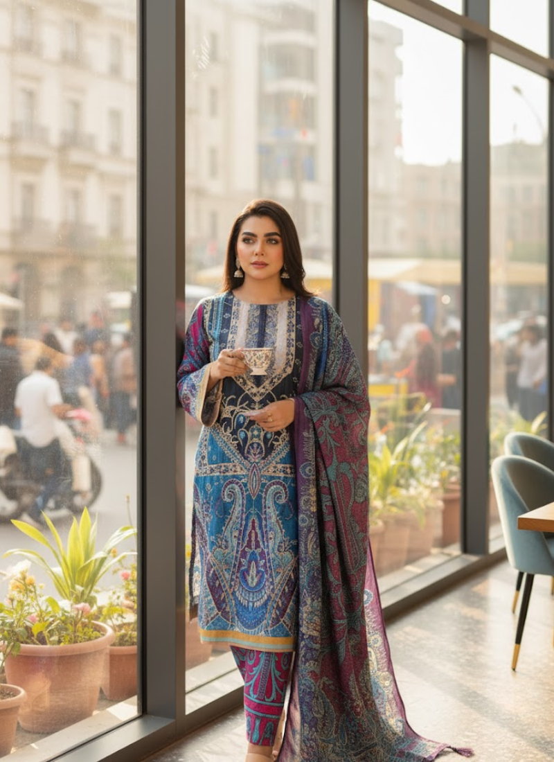 Elegant Chinon Silk Salwar Kameez with Embroidery & Dupatta – Festive Indian Dress