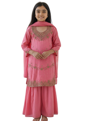 Silk Sharara Suit for Kids – Elegant Ethnic Wear for Girls 1