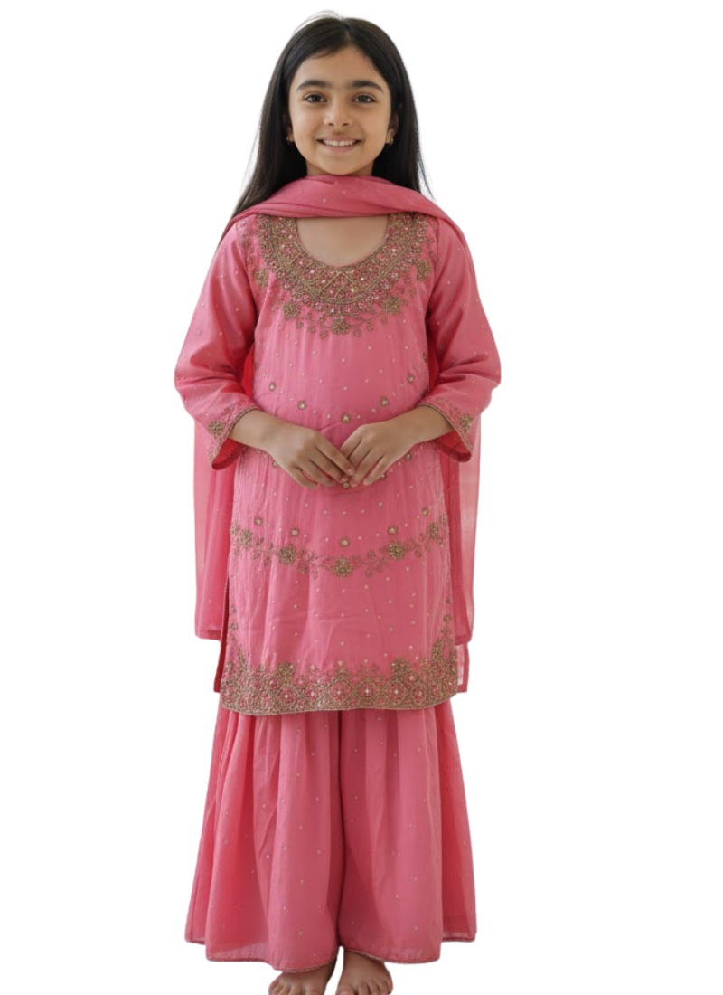 Silk Sharara Suit for Kids – Elegant Ethnic Wear for Girls