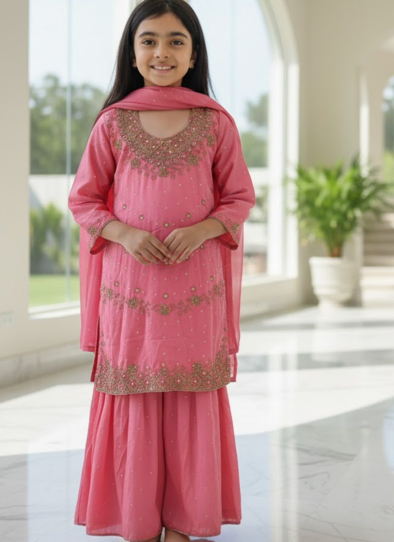 Silk Sharara Suit for Kids – Elegant Ethnic Wear for Girls